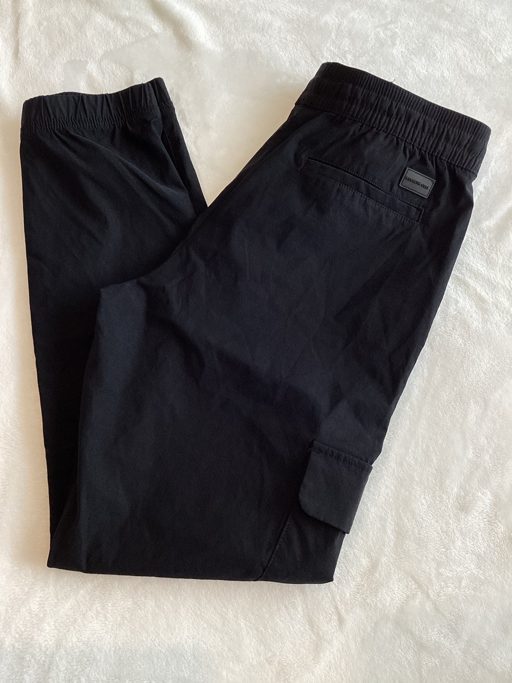 Kenneth Cole Utility Jogger Pant High Rise Elastic Waist Medium Black